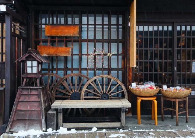 Historisches Takayama an einem Wintertag