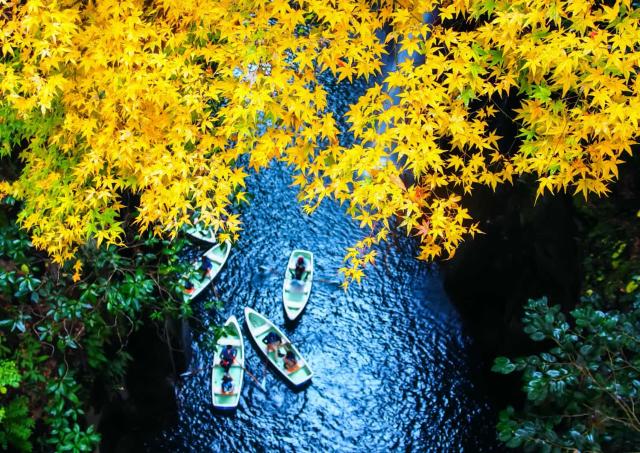 Ruderbootfahren in der Takachiho-Schlucht