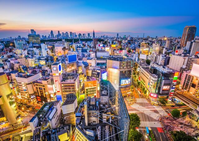 Shibuya Crossing von oben, Tokio 
